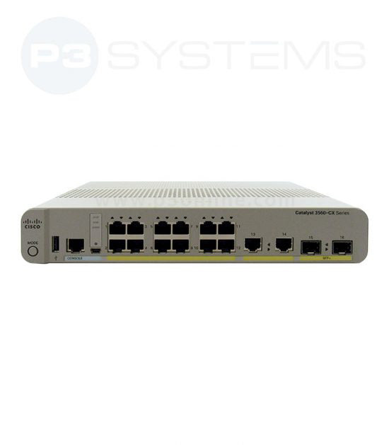WS-C3560CX-12PD-S Switch w/ 12p GE PoE+, 2p 10G SFP+, 2p 1GE, IP Base