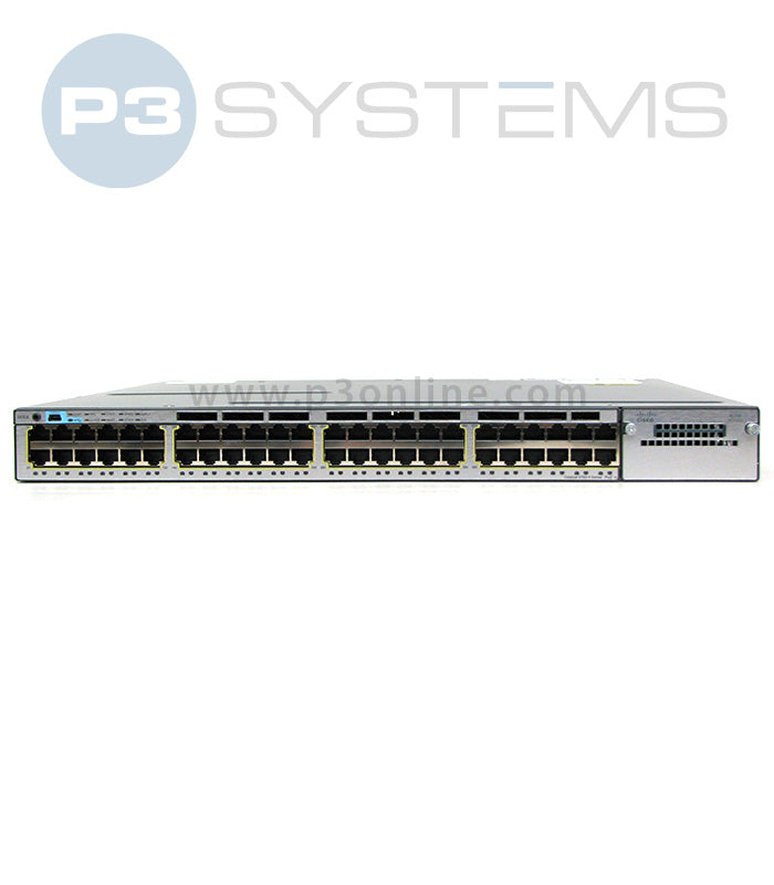 WS-C3750X-48T-L Cisco 3750X 48 port 10/100/1000 Stackable Switch w/ LAN Base Image